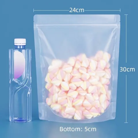 Sachet Stand-up Givré pour Emballage Alimentaire Pochette Translucide Anti-humidité Avec Fermeture Éclair pour Noix Collations