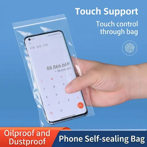 Sac Étanche Jetable Transparent pour Téléphone Antipoussière Compatible Écran Tactile Pochette Auto-scellante Usage Quotidien