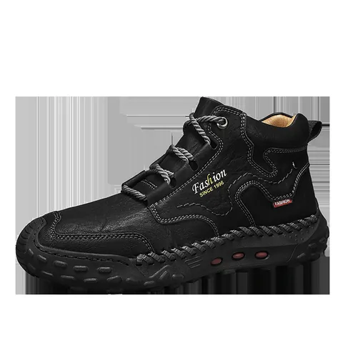 Men's Casual Synthetic Leather Boots Fashion Business Derby Shoes With Rubber Sole Fleece Lined Winter Warm Outdoor Shoes