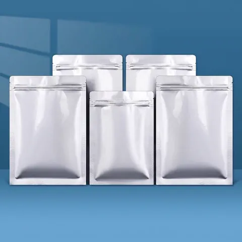 Silver Aluminum Foil Resealable Bag Food Grade Stand Up Zipper Pouch Flat Bottom Mylar Bags For Candy Coffee Bean Nut Storage