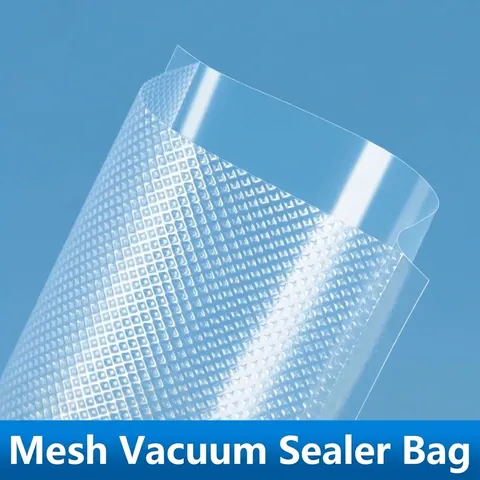 Food Grade Mesh Textured Vacuum Sealer Bags Household Embossed Preservation Storage Bags For Meat Fruit Transparent BPA Free Plastic Seal Bags