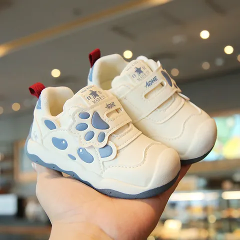 Toddler Walking Shoes Boys Girls Cartoon Cat Paw Soft Sole Anti-Slip Infants First Walker Sneakers Hook And Loop Baby Sneakers