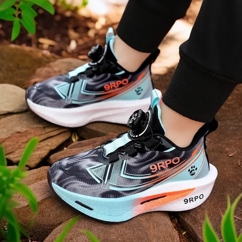 Boys Basketball Shoes With Rotary Buckle Breathable Mesh Lightweight Kids Sport Sneakers 9RPO Outdoor Running Athletic Shoes