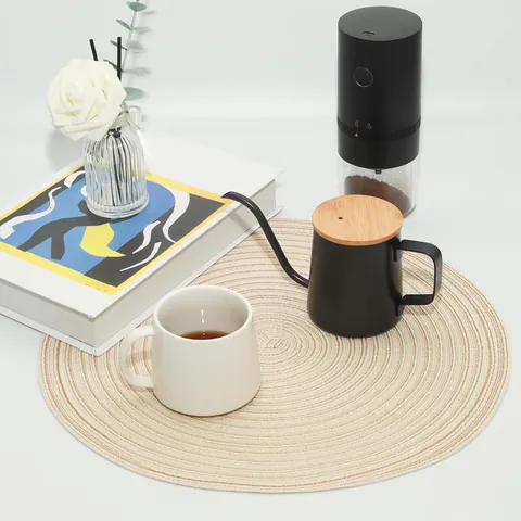 Round Braided Place Mats Heat Resistant Polyester Table Mats American Country Style Spiral Pattern Decorative Table Decor
