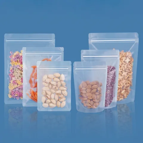 Frosted Transparent Stand Up Ziplock Bags Food Grade Plastic Packaging Pouches Snacks Tea Cookies Moisture Proof Sealing