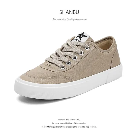 Ανδρικά Casual Παπούτσια Skate από Καμβά Μοντέρνα Χαμηλά Sneakers με Κορδόνια Βουλκανισμένα Αναπνεύσιμα Επίπεδα Παπούτσια για Καθημερινή Χρήση