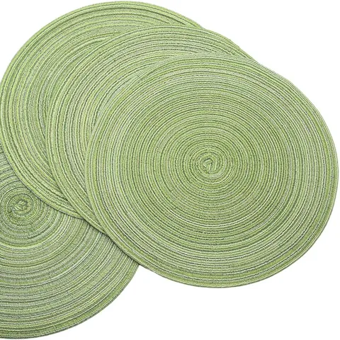 Round Braided Place Mats Heat Resistant Polyester Table Mats American Country Style Spiral Pattern Decorative Table Decor