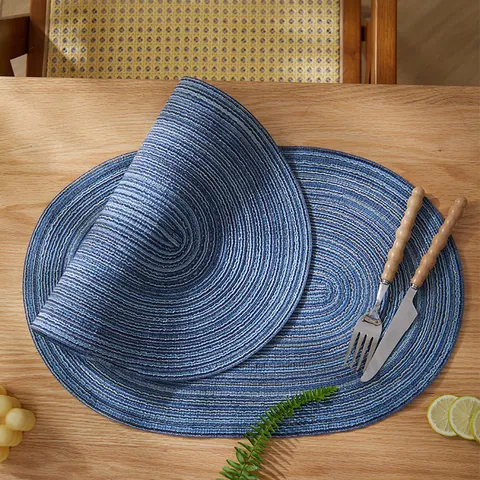 Manteles Individuales Ovalados Tejidos de Estilo Minimalista Moderno Alfombrillas de Mesa de Poliéster Resistentes al Calor para Comedor Cocina Hogar