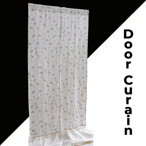 Korean Simple Floral Cotton Door Curtain Retro Pastoral Style Tassel Partition Noren For Living Room Kitchen Home Decor