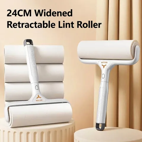 Widened Lint Roller With Telescopic Long Handle Efficient Pet Hair And Dust Remover For Clothes Furniture Modern Minimalist Cleaning Tool