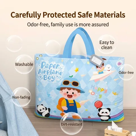 Kindergarten Quilt Storage Bag Large Capacity Oxford Cloth Waterproof Comforter Organizer With Name Tag Cartoon Handbag