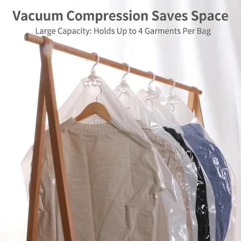 Hanging Vacuum Storage Bags Space Saving Clothes Organizer For Down Jackets Overcoats Heavy Clothing Closet Storage Bag