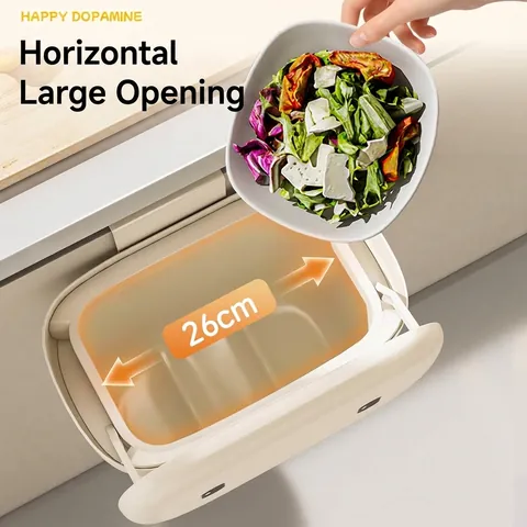 Octopus Shape Wall Mounted Kitchen Trash Can With Lid Dual Way Opening Large Capacity Hanging Cabinet Waste Bin For Bathroom