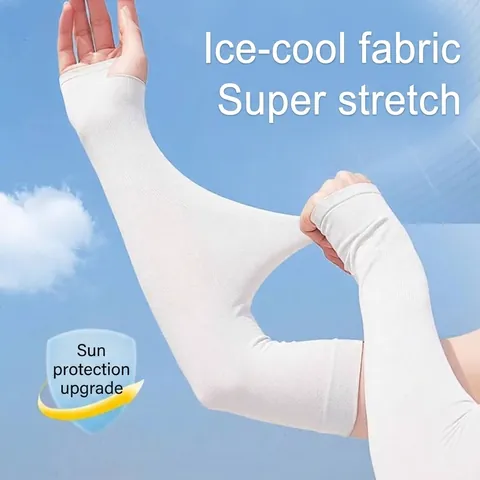 Manguitos de Protección Solar de Seda de Hielo de Verano Refrescantes Transpirables Protección UV para Ciclismo al Aire Libre Deporte Hombre Mujer