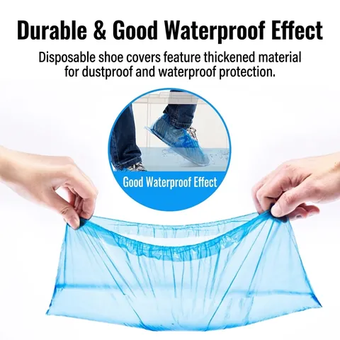 Disposable PE Shoe Covers Waterproof Dustproof Non-slip Thickened Indoor Household Plastic Foot Covers For Men Women