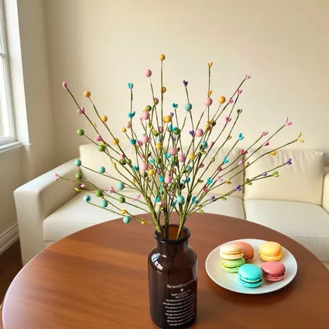 Simulation Heart Berry Foam Branches Macaron Colorful Artificial Berries Stem Ins Style Valentine Day Home Decoration Window Display Flower Arrangement
