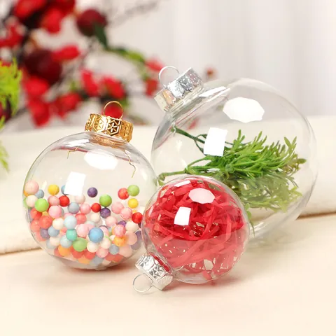 Clear Christmas Ball Ornaments Fillable Plastic Baubles For DIY Holiday Tree Decoration Modern American Style Transparent Party Hanging Decor