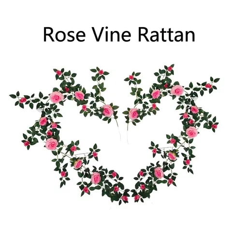 Artificial Rose Vine Silk Flower Garland Floral Hanging Plants For Home Wedding Garden Wall Decor Fake Roses Vines