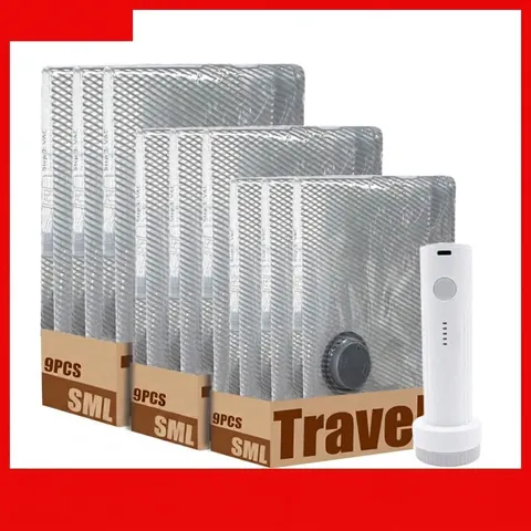 Vacuum Storage Bag For Clothes Quilts Heavy Duty Compression Bag With Hand Electric Pump Transparent Reusable Space Saving Travel Home Organizer