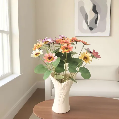 Fleur de Soie Marguerite Camomille Artificielle Vintage Tige Unique Pour Décoration Maison Accessoire Photographie