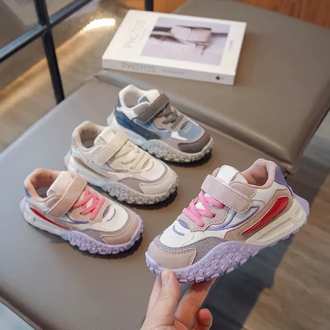 Zapatillas Chunky de Moda para Niños Suela Durian Antideslizante Zapatos Deportivos de TPU Caucho Cierre Adhesivo Bloque de Color