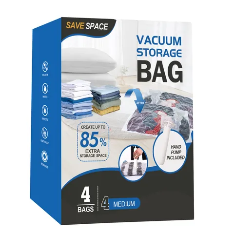 Bolsas de Almacenamiento al Vacío que Ahorran Espacio para Ropa Edredones Mantas Bolsas de Compresión Transparentes Duraderas Con Bomba Manual para Organización del Hogar Viajes