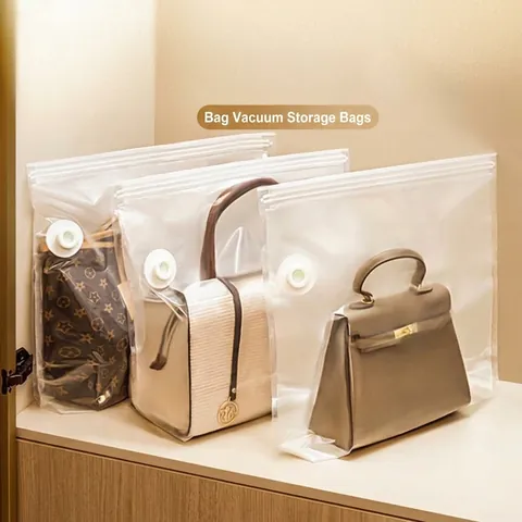 Transparent Vacuum Storage Bag For Handbags Shoes Clothes Compression Bag Closet Organizer Dustproof Moistureproof Protector