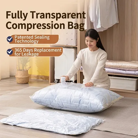 Transparent Vacuum Compression Storage Bag For Clothes Quilts Space Saving PA PE Sealer Bag With Electric Air Pump