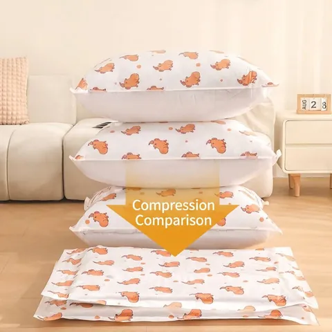 Cartoon Capybara Red Panda Vacuum Compression Storage Bag Waterproof Dustproof Space Saving Organizer For Clothes Quilts Bedding