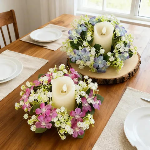 Couronne Anneau De Bougie Fleurs Sauvages Artificielles Style Ins Pour Décor De Table Fête Fleur De Soie Marguerites Mariage