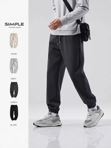 Men's American Joggers Sweatpants Autumn Winter Fleece Lined Cuffed Sports Pants Casual Running Fitness Training Pants