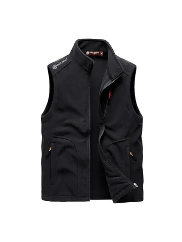 Men Polar Fleece Vest Full Zip Stand Collar Sleeveless Jacket Warm Outdoor Hiking Gilet Solid Color Bodywarmer Men Clothing