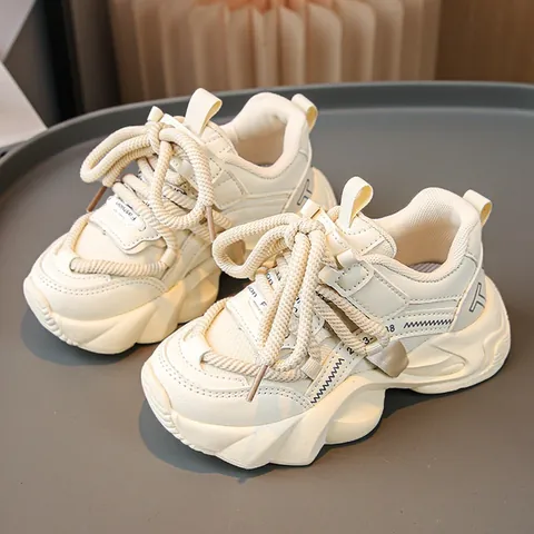2025 Nieuwe Herfst Meisjes Sport Dad Schoenen Ademend Mesh Dikke Zool Sneakers Voor Kinderen PU Rubber Antislip Hardloopschoenen