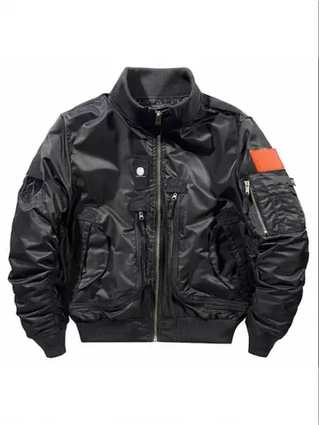 Men's American Cargo Flight Jacket Pilot Baseball Uniform Stand Collar Outerwear Thin Abrasion Resistant Windbreaker