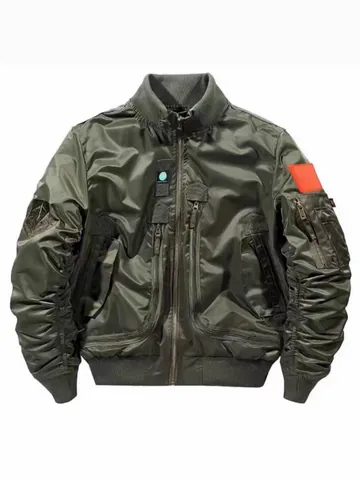 Men's American Cargo Flight Jacket Pilot Baseball Uniform Stand Collar Outerwear Thin Abrasion Resistant Windbreaker