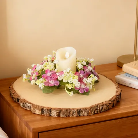 Couronne Anneau De Bougie Fleurs Sauvages Artificielles Style Ins Pour Décor De Table Fête Fleur De Soie Marguerites Mariage