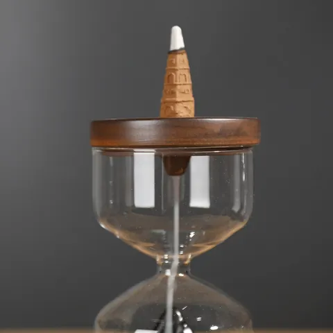 Zen Ceramic Backflow Incense Burner With Windproof Glass Cover Hourglass Mountain Waterfall Smoke Censer Home Office Decor