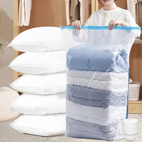 Transparante Driedimensionale Vacuüm Opbergzak Voor Beddengoed Kleding Ruimtebesparend PA PE Materiaal Zonder Pomp