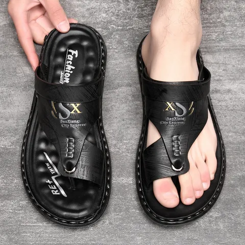 Ανδρικά Διπλής Χρήσης Flip Flops Σανδάλια Δέρμα Μικροϊνών Μαλακή Σόλα Λατέξ Σανδάλια Παραλίας Outdoor Casual Καλοκαιρινά Παπούτσια