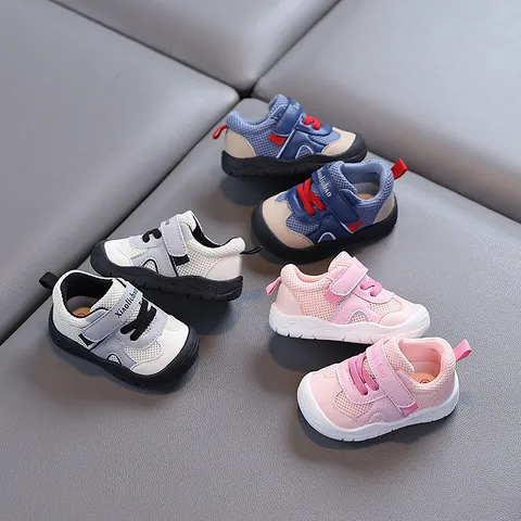Toddler Baby First Walkers Breathable Mesh Soft Sole Anti-Slip Casual Shoes Japanese Color Block For Boys Girls 1-2 Years Old