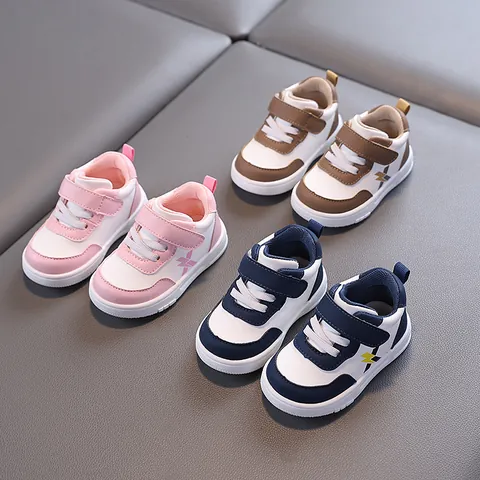 Toddler Baby Walking Shoes Waterproof Microfiber Leather Non Slip Soft Sole Casual Board Sneakers For Kids