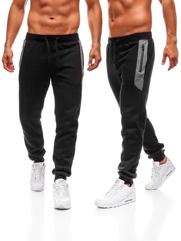 Men's Athletic Jogger Pants Brushed Fleece Lined Solid Color Casual Sweatpants With Zipper Pockets Drawstring Fitness Gym Trousers