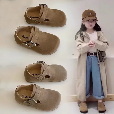 Kids Birkenstock Style Microfiber Leather Clogs Casual Slip On Flats For Boys Girls Toddler Spring Autumn Fashion Shoes