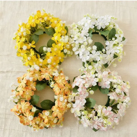 Ghirlanda ad Anello per Candela con Fiori Selvatici Artificiali per Decorazione Tavolo Matrimonio Casa Ornamento Rustico