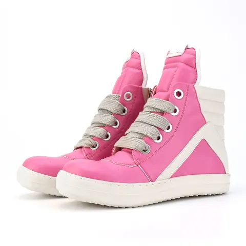 Women's High Top Platform Sneakers Thick Laces PU Leather Casual Sports Shoes Avant-Garde Designer Style Shoes For Daily Leisure
