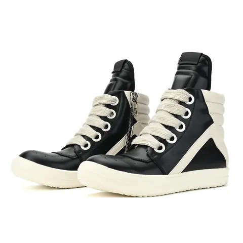 Women's High Top Platform Sneakers Thick Laces PU Leather Casual Sports Shoes Avant-Garde Designer Style Shoes For Daily Leisure