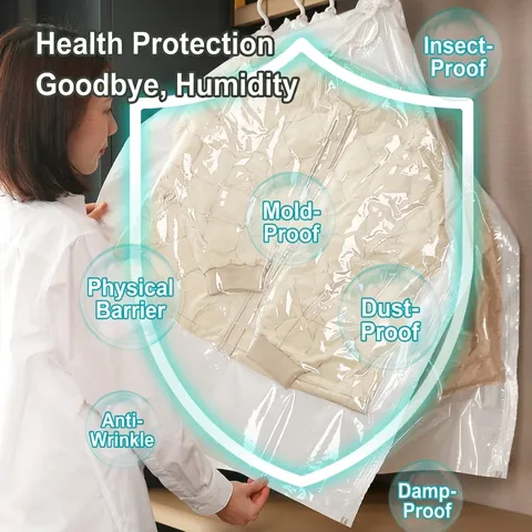 Hanging Vacuum Storage Bags For Clothes Suits Coats Space Saving Hanging Vacuum Compression Bag For Closet Organization