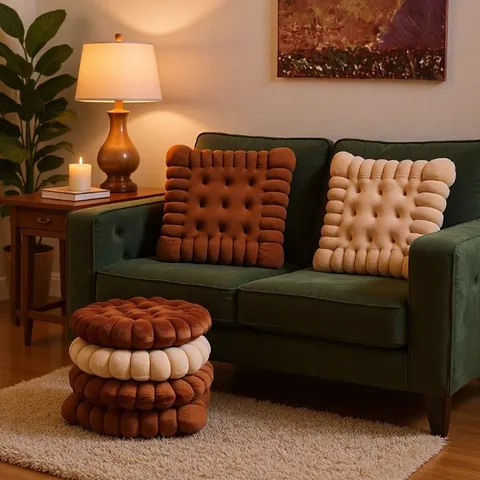 Creative Biscuit Shaped Chair Cushion Thickened Short Plush Seat Pad Soft Simulation Biscuit Decorative Floor Mat For Office Home