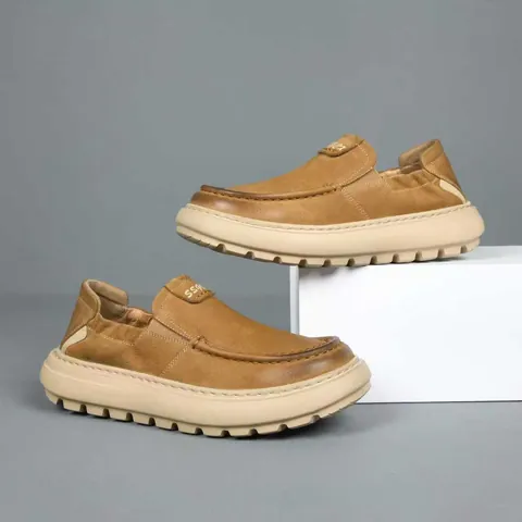 Mocassins pour Hommes en Cuir Véritable 2025 Automne Nouvelles Chaussures de Conduite Slip-On Semelle Souple Respirant Cuir de Vachette