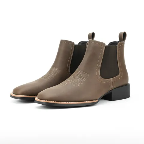 Men's Vintage British Style Chelsea Boots Ostrich Pattern Artificial PU Leather Ankle Boots With Chunky Heel Fashion Casual Boots